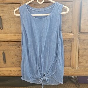 Casual Blue Tie-Front Tank Top